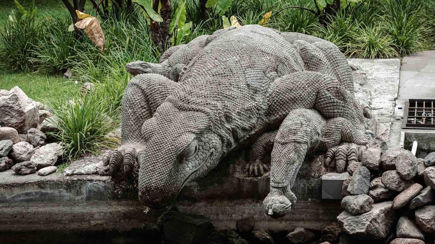 Komodo dragon sculpture in the Sacred Monkey Forest
