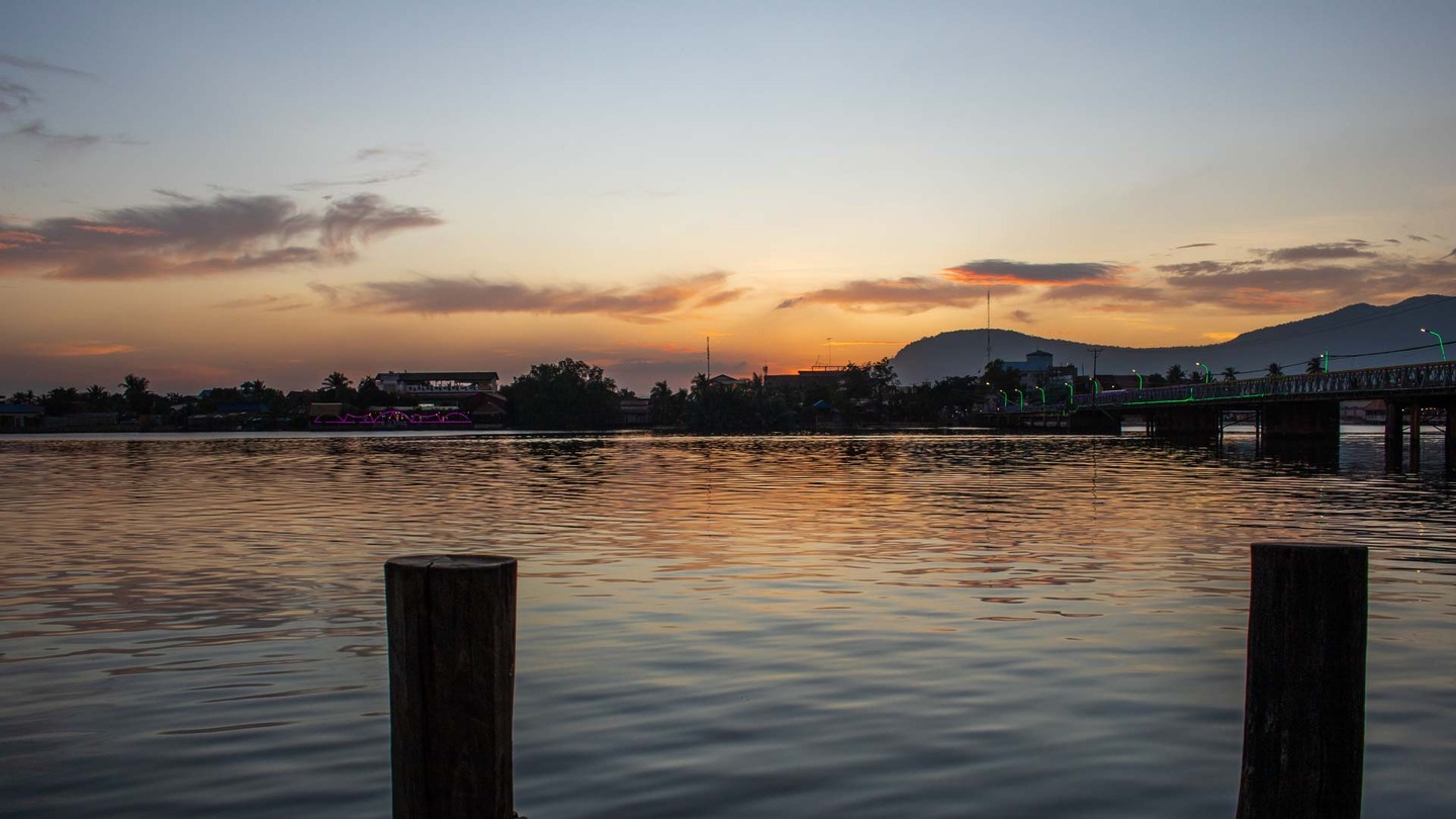 Kampot river at sunset