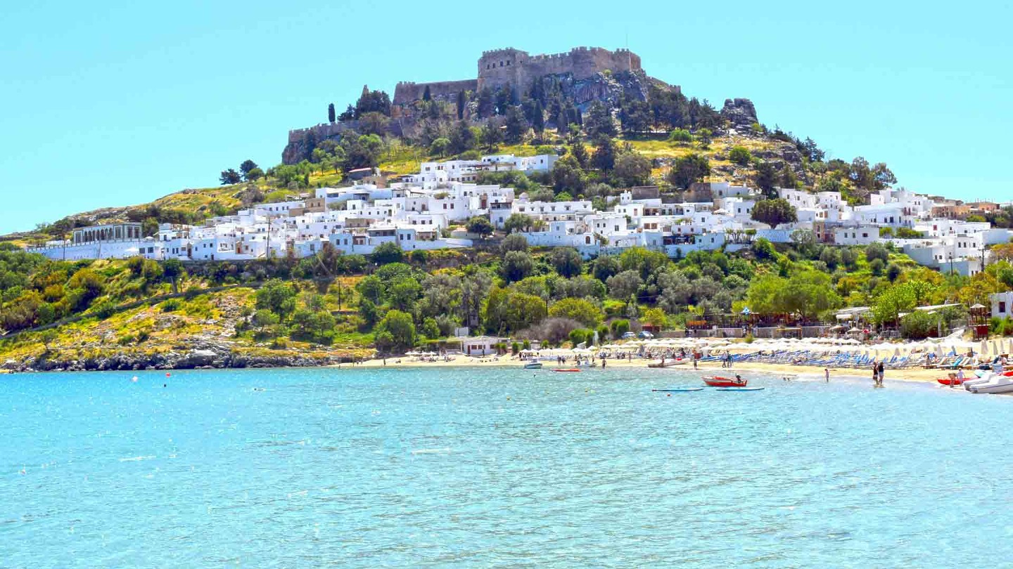 Lindos Beach viewpoint, best beaches in Rhodes